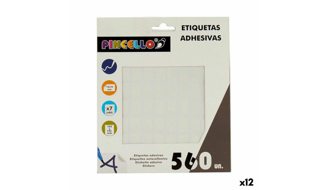 Kleepuvad sildid Pincello 1711080 1711080 Valge 17 x 4 x 19 cm 12 x 18 mm Ristkülikukujuline (12 Ühi