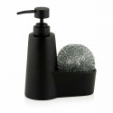 2-in-1 Soap Dispenser for the Kitchen Sink Andrea House CC70059 Matte back Plastic Scourer 14,5 x 7 