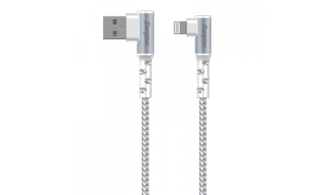 Energizer Ultimate - Kabel gamingowy USB-A do Lightning 90° certyfikat MFi 2m (Biały)