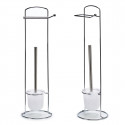 Harjaalusega Tualettpaberi Hoidja Valge Hõbedane Metall 16,5 x 59 x 16,5 cm (6 Ühikut)
