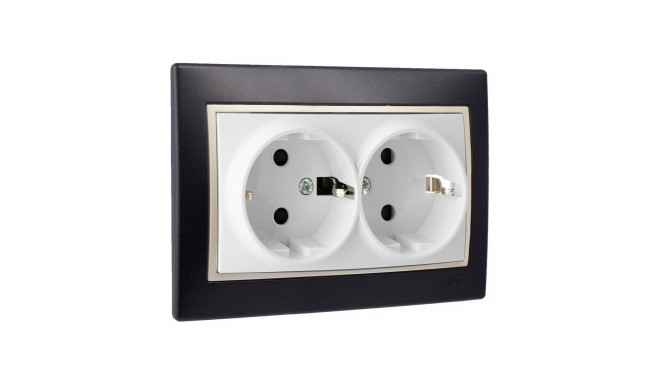 Plug socket Solera Europa erp60/2nu Bipolar Double Black Embedded, built-in 250 V 16 A