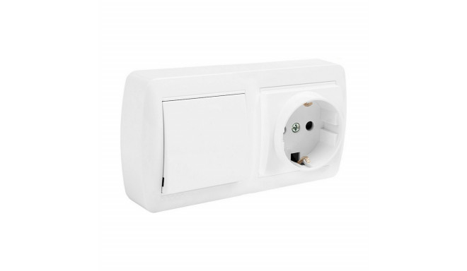 Plug socket Solera mur63u Schuko Bipolar Double Interrupter/Commutator White Surface 16 A