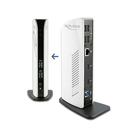 USB Dockingstation Dual HDMI Full-HD / USB 3.2 / LAN / Audio (schwarz/weiß)