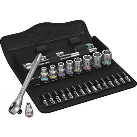 Wera 8100 SA 10 Zyklop Metal Ratchet Set - Push-through square, 1/4 drive, imperial