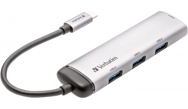 Verbatim USB-C multiport hub 4xUSB 3.2 silver