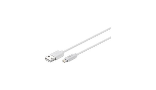 USB 2.0 adapterkaabel USB-A pistik > Lightning pistik 1m, valge