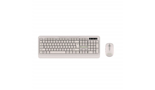 Tellur Green Wireless Keyboard and Mouse Nano Recever Creame