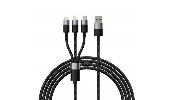 3in1 USB - micro USB / Lightning / USB C 3.5A 1.2m cable Baseus StarSpeed - black