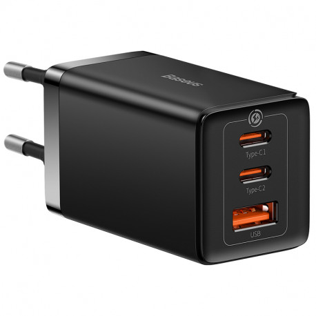 Seinalaadija GaN5 Pro 65 W USB + 2xUSB-C QC3.0 PD3.0 USB-C 1 m kaabliga, must