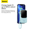 Power Bank BASEUS QPow - 10 000mAh LCD Quick Charge PD 20W with cable to Lightning 8-pin blue PPQD02