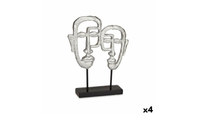 Decorative Figure Face Silver 27 x 32,5 x 10,5 cm (4 Units)