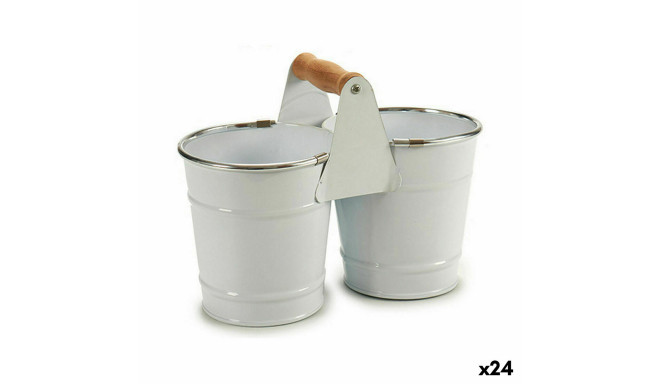 Lillepott Ibergarden D60088-D D60088-D Valge Hõbedane Puit Tsink Double 20 x 15 x 10,2 cm 20,5 x 15 