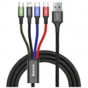 Baseus cable USB 4in1 Lightning / 2x USB Type C / micro USB cable in nylon braid 3.5A 1.2m black (CA