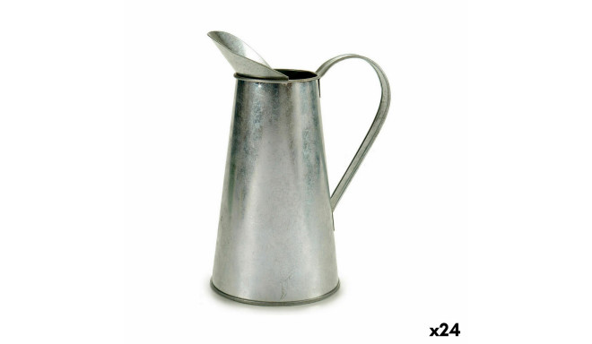 Plant pot Pattern Milk jug Silver Zinc 17 x 21,5 x 11,3 cm (24 Units)