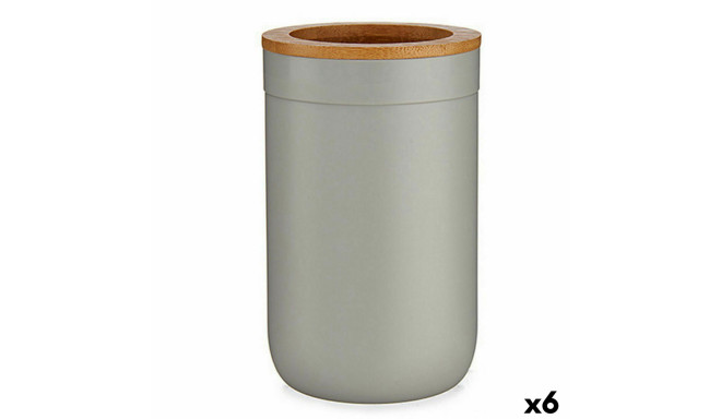 Toothbrush Holder Brown Grey Bamboo polypropylene 7,7 x 11,5 x 7,7 cm (6 Units)