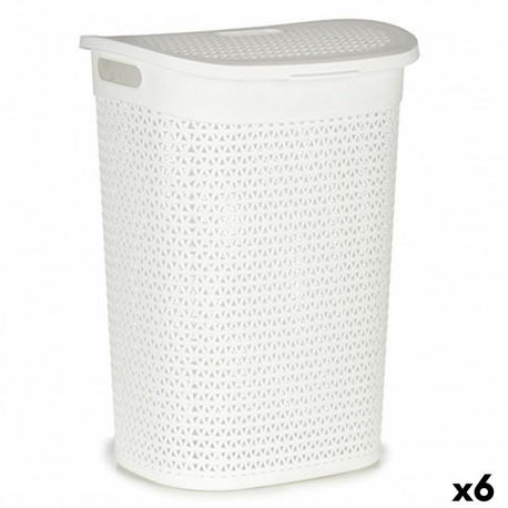 Laundry Basket Kipit 4790-3 4790-3 White Plastic 60 L 43,5 x 57,5 x 34 cm 43,5 x 57 x 34 cm (6 Units