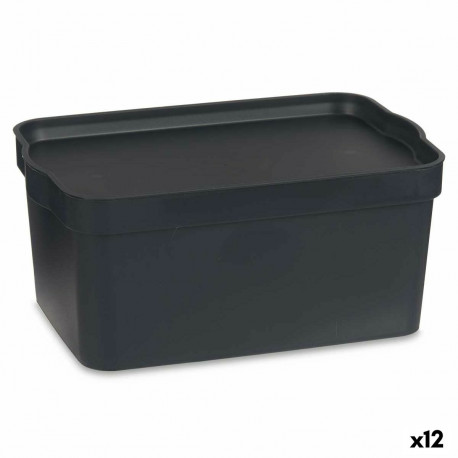 kaanega säilituskarp Kipit TP594-1 Antratsiithall Plastmass 7,5 L 21 x 14,2 x 32 cm (12 Ühikut)