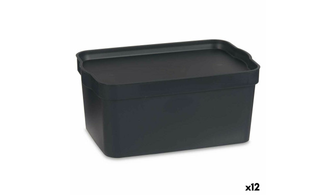 Storage Box with Lid Kipit TP594-1 Anthracite Plastic 7,5 L 21 x 14,2 x 32 cm (12 Units)