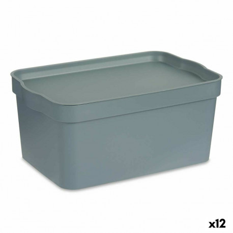 kaanega säilituskarp Kipit TP594-2 Hall Plastmass 7,5 L 21 x 14,2 x 32 cm (12 Ühikut)