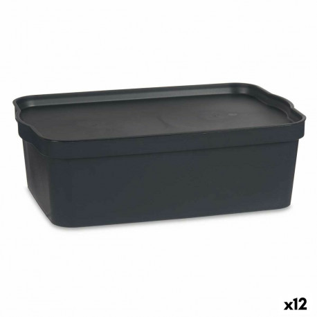 kaanega säilituskarp Kipit TP595-1 Antratsiithall Plastmass 14 L 29,5 x 14,3 x 45 cm (12 Ühikut)
