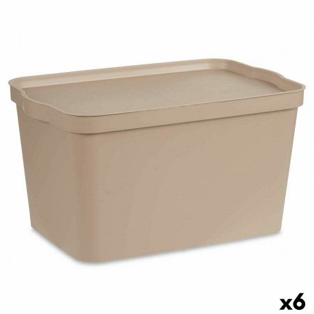 Uzglabāšanas Kaste ar Vāku Kipit TP596-3 Bēšs Plastmasa 24 L 29,3 x 24,5 x 45 cm (6 gb.)