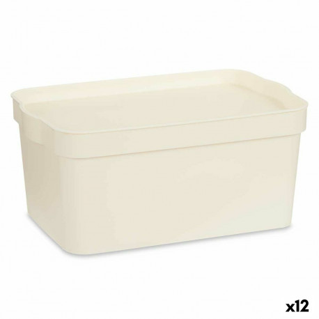Uzglabāšanas Kaste ar Vāku Kipit TP594-4 Krēmkrāsa Plastmasa 7,5 L 21,5 x 14,5 x 32 cm (12 gb.)