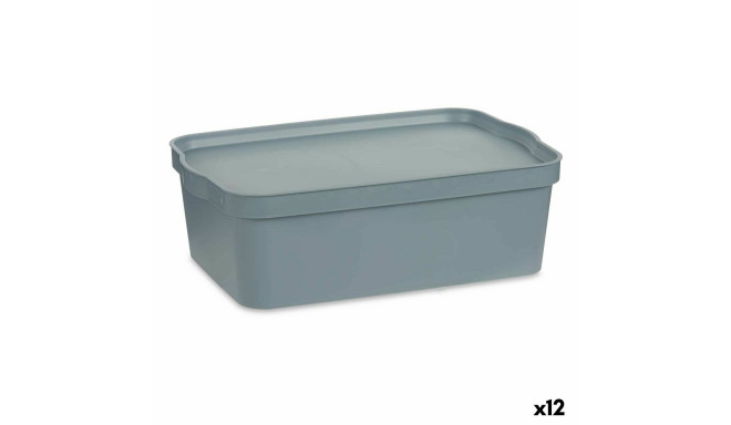kaanega säilituskarp Kipit TP595-2 Hall Plastmass 14 L 29,5 x 14,3 x 45 cm (12 Ühikut)
