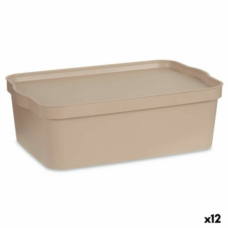 Storage Box with Lid Kipit TP595-3 TP595-3 Beige Plastic 14 L (12 Units)