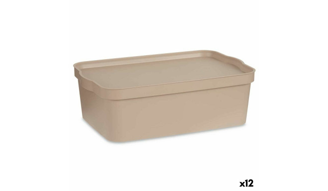 Uzglabāšanas Kaste ar Vāku Kipit TP595-3 Bēšs Plastmasa 14 L 29,5 x 14,5 x 45 cm (12 gb.)