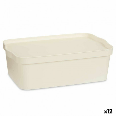 Uzglabāšanas Kaste ar Vāku Kipit TP595-4 Krēmkrāsa Plastmasa 14 L 29,5 x 14,3 x 45 cm (12 gb.)