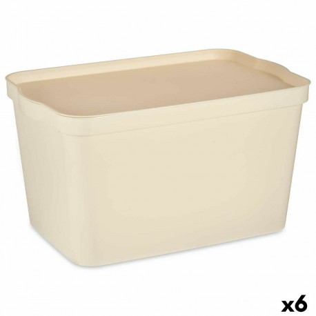 Uzglabāšanas Kaste ar Vāku Kipit TP596-3 Krēmkrāsa Plastmasa 24 L 29,3 x 24,5 x 45 cm (6 gb.)