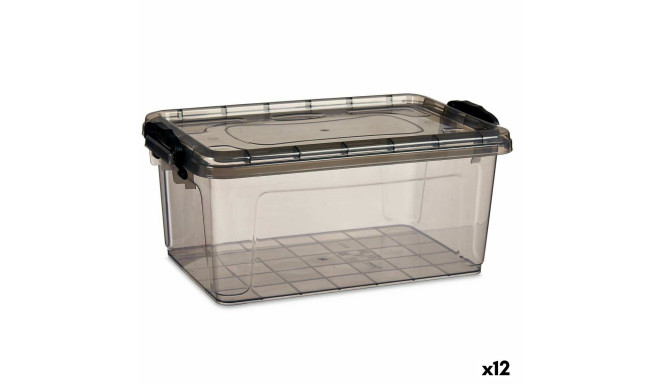 Storage Box with Lid Kipit TP545-2 Anthracite Plastic (12 Units)