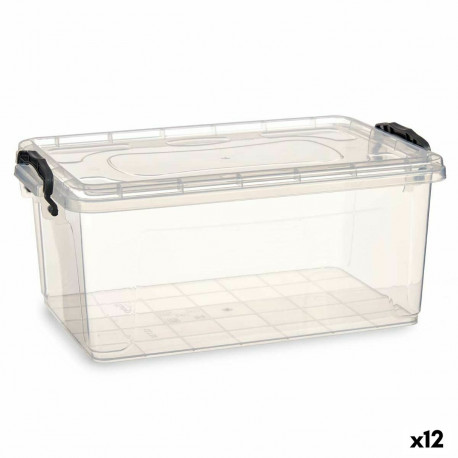 kaanega säilituskarp Kipit TP546-1 Läbipaistev Plastmass (12 Ühikut)