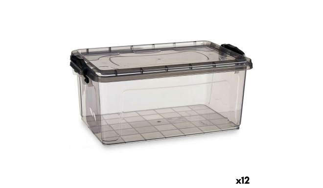 Storage Box with Lid Kipit TP546-2 Anthracite Plastic (12 Units)