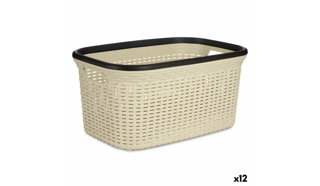 Laundry Basket Cream Plastic 36 L 36 x 25,5 x 52,5 cm (12 Units)