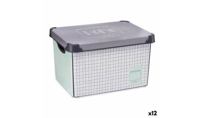 Storage Box with Lid Kipit STYLE BOX-22L-2 Home Grey Plastic Graph paper 22 L (12 Units)