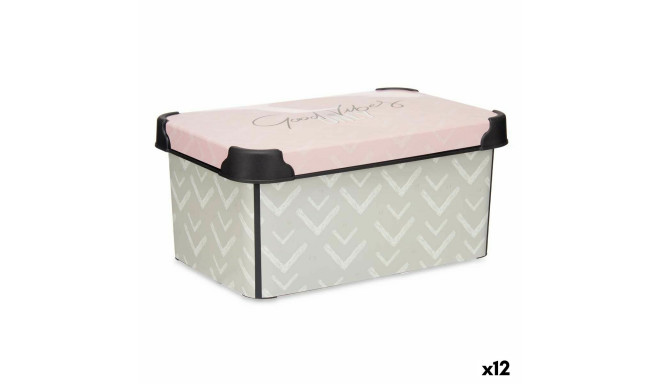 Storage Box with Lid Kipit Vibes Pink Plastic Arrows 5 L 19 x 13,5 x 29,5 cm (12 Units)