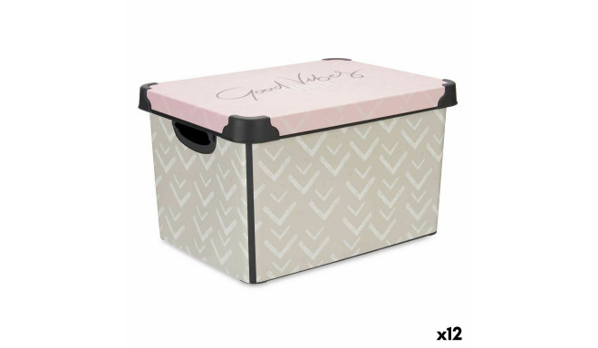 kaanega säilituskarp Kipit STYLE BOX-17L-1 Vibes Roosa Plastmass Prinditud Nooled 17 L (12 Ühikut)