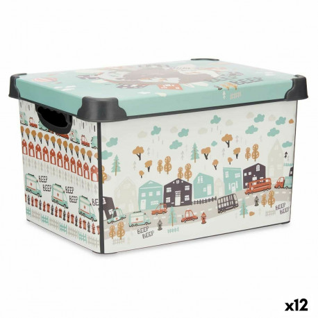 Storage Box with Lid Kipit STYLE BOX-22L-6 Plastic Road 22 L 29,5 x 23,5 x 39,5 cm Children's (12 Un