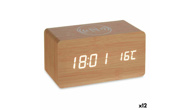 Часы-будильник с беспроводным зарядным Коричневый (12 штук)