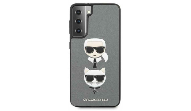 Karl Lagerfeld защитный чехол Saffiano Ikonik Karl & Choupette Samsung Galaxy S21+, серебристый