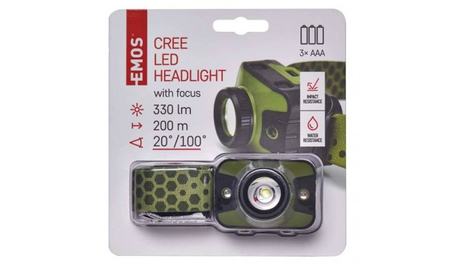 Pealamp Emos P3539 3W zoom+2LED punane