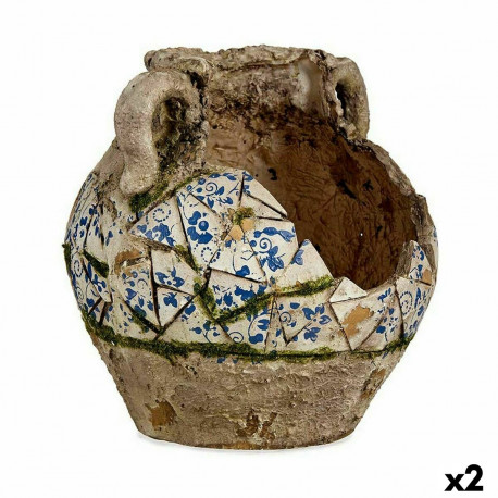 Dekoratiivne aiakuju Ibergarden ZD19022 ZD19022 Polüresiin Vaas 28,5 x 28 x 28,5 cm (2 Ühikut)