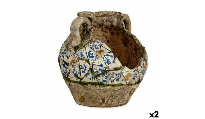 Dekoratiivne aiakuju Ibergarden ZD19022 ZD19022 Polüresiin Vaas 28,5 x 28 x 28,5 cm (2 Ühikut)