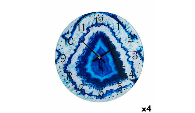 Wall Clock Marble Blue Crystal 30 x 4 x 30 cm (4 Units)