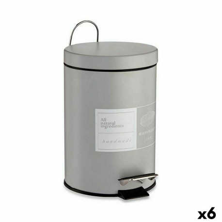 Pedal bin Berilo 89573 B0012D Beauty Products White Grey Steel Plastic 3 L (6 Units)