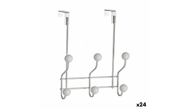 Durvju Mēteļu Plaukts Berilo W4742-6H Balts Metāls Plastmasa 10 x 22 x 26 cm (24 gb.)