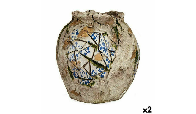 Decorative Garden Figure Ibergarden ZD19026 ZD19026 Polyresin Vase 27 x 27 x 27 cm (2 Units)