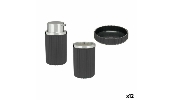 Bath Set Anthracite Plastic (12 Units)