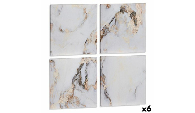 4 attēlu komplekts Canvas Marmors Balts 35 x 7 x 35 cm (6 gb.)